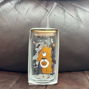 Care Bear Vampire 16oz Glass Halloween Tumbler with Lid and Straw